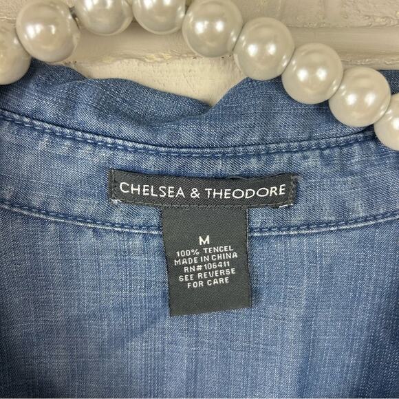 Chelsea + Theodore Tencel Chambray Dress Size M - Picture 5 of 9